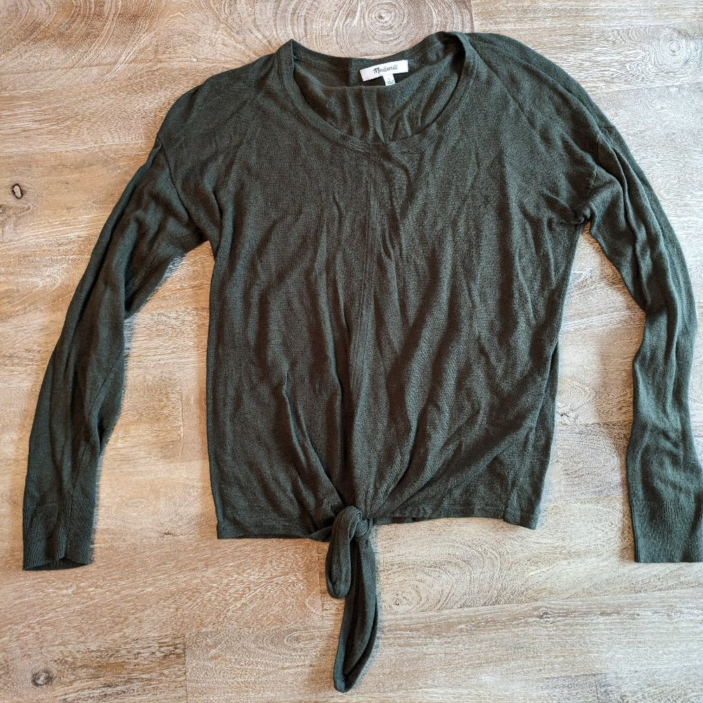 Madewell Green Light Sweater with front tie